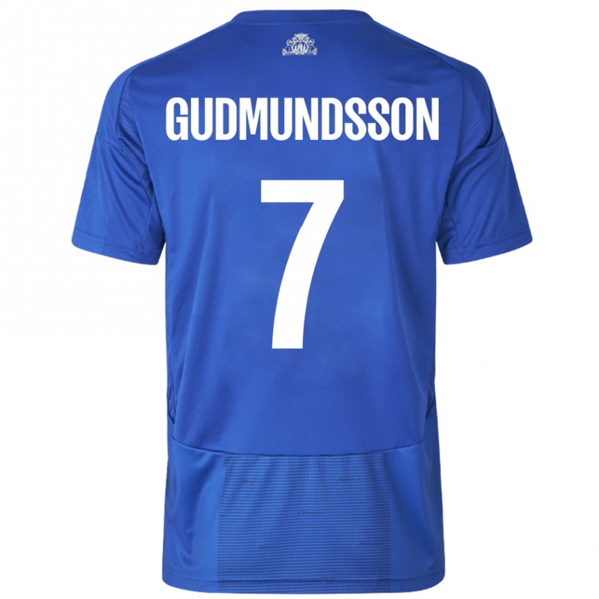 Women Football Galdur Gudmundsson #7 White Blue Away Jersey 2024/25 T-Shirt Nz