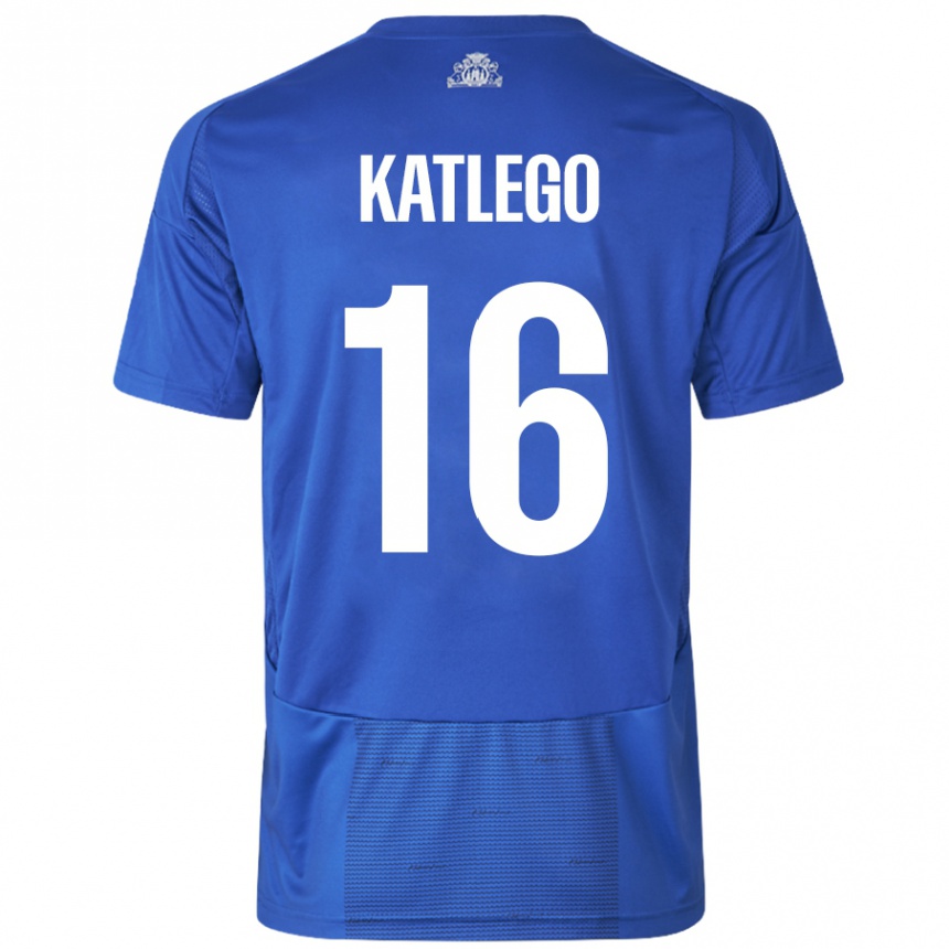 Women Football David Katlego #16 White Blue Away Jersey 2024/25 T-Shirt Nz