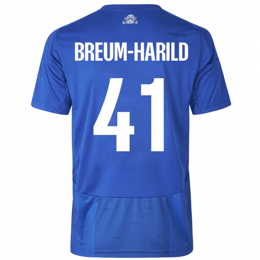 Women Football Tobias Breum-Harild #41 White Blue Away Jersey 2024/25 T-Shirt Nz